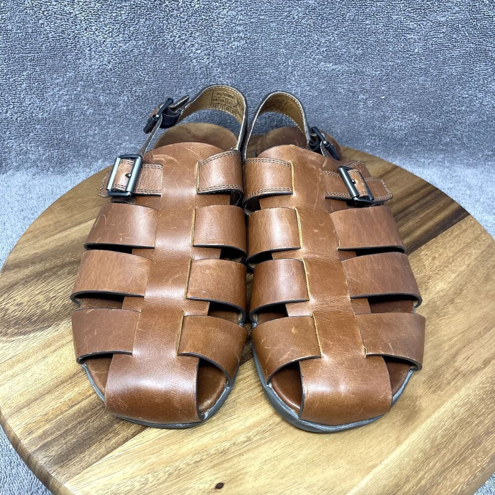 VIONIC Gil Brown Leather Adjustable Buckle Sling Fisherman Sandals Men's Size 12 - Picture 2 of 8